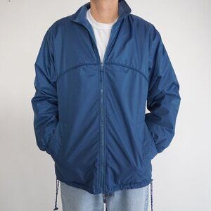 Vintage '90S Penman's Blue Nylon Fleece Lined Zip Up Bomber Jacket Small